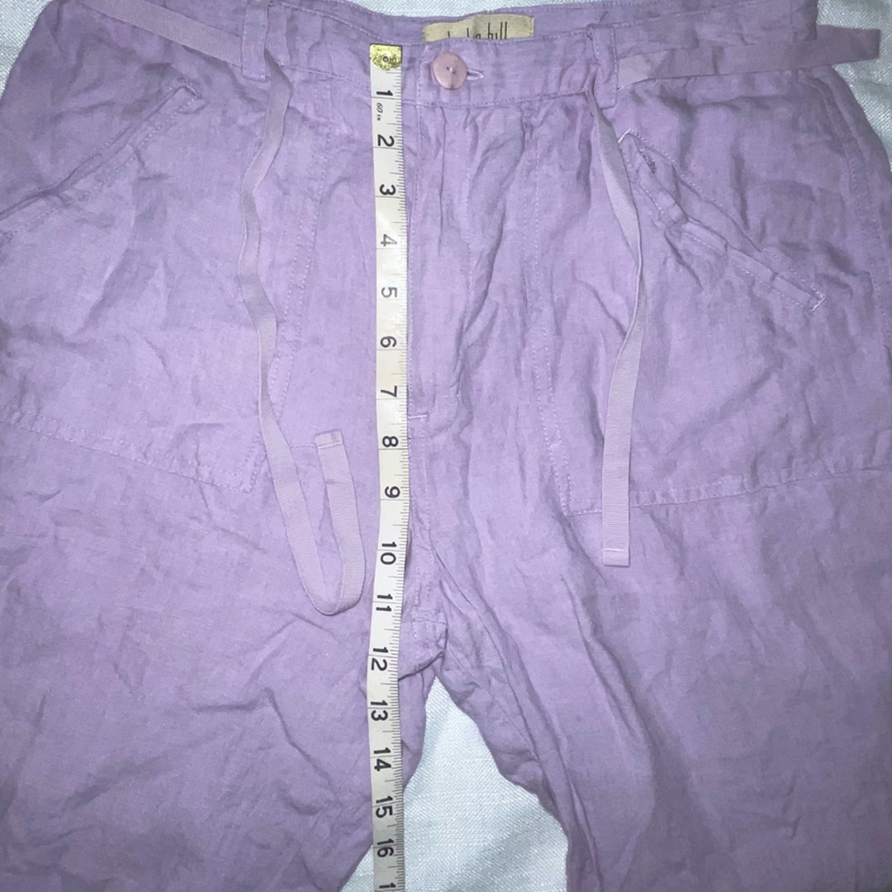 Linden Hill 100% Linen Purple Pastel Pants Relaxed Fit Cropped - Picture 9 of 12